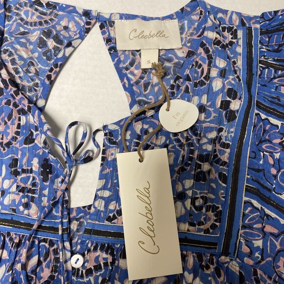 NWT Cleobella Alice Blouse Crop Top Blue Floral Paisley Ruffle Button Ta… - Picture 4 of 8